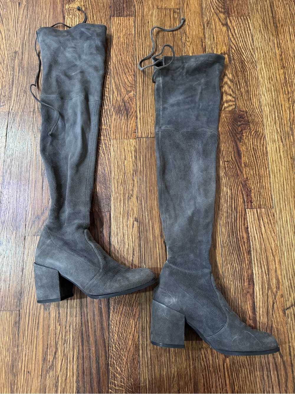 Stuart Weitzman Grey Suede Thigh High Heeled Boot
